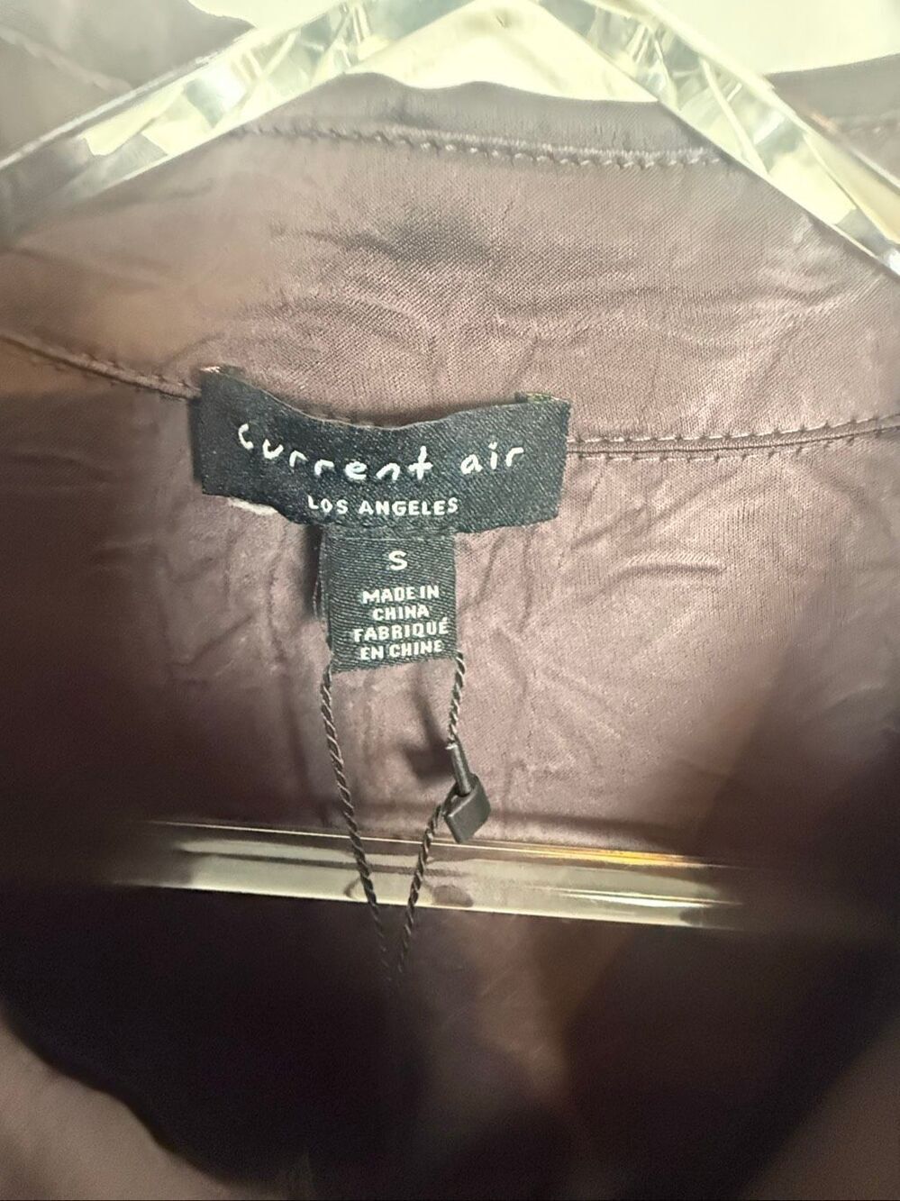 Current Air Los Angeles Dressy Satin Shirt Dress Wrap Tie Midi Dress Brown NWT S - Picture 3 of 5
